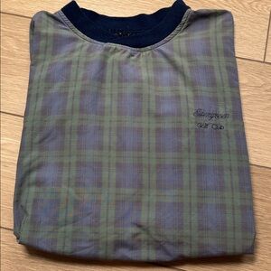 Vintage Golf Tartan Plaid Pullover Windbreaker ViaSport USA M Preppy Old Money